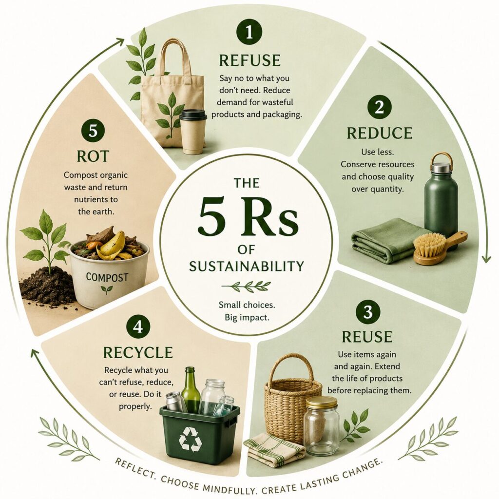 Graphic about the 5 Rs of Sustainability