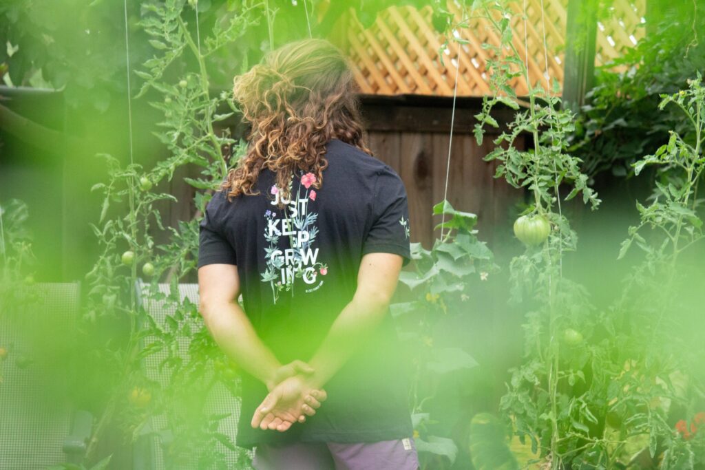 Man looking over his orchard