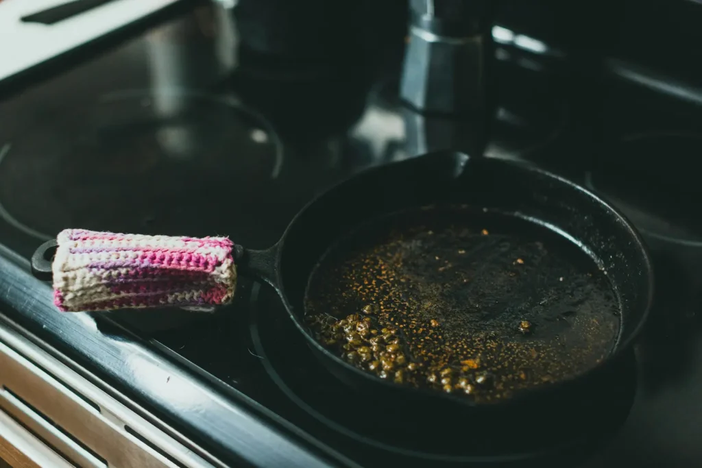 Cast iron pan on the stove